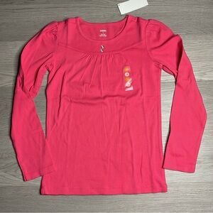 Gymboree Girls Size Dark Pink Long Sleeve Top Button NWT